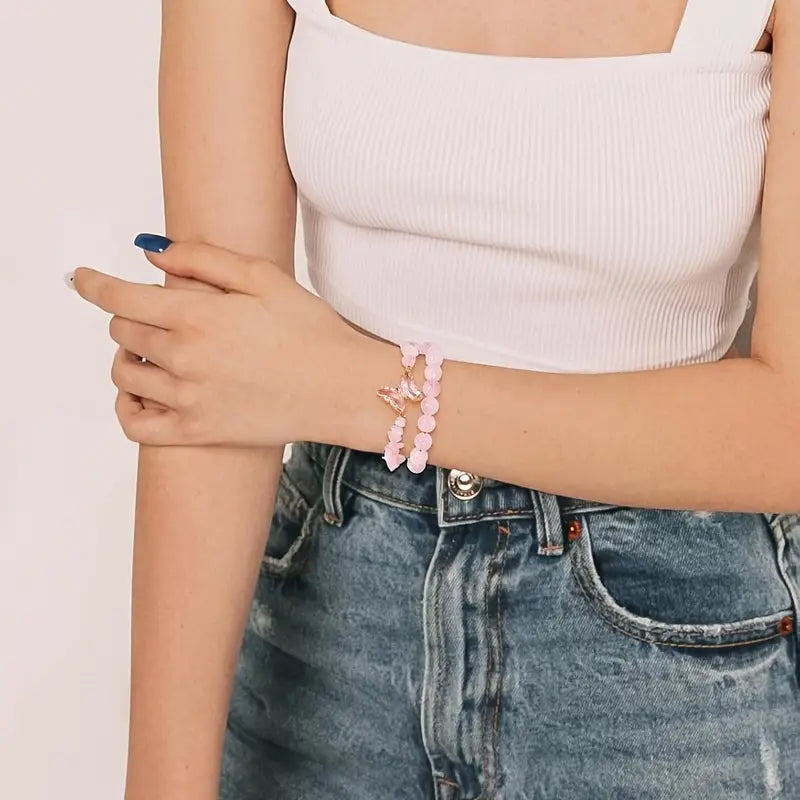 Vlinderbedel Armbanden Set | Samen tegen Borstkanker