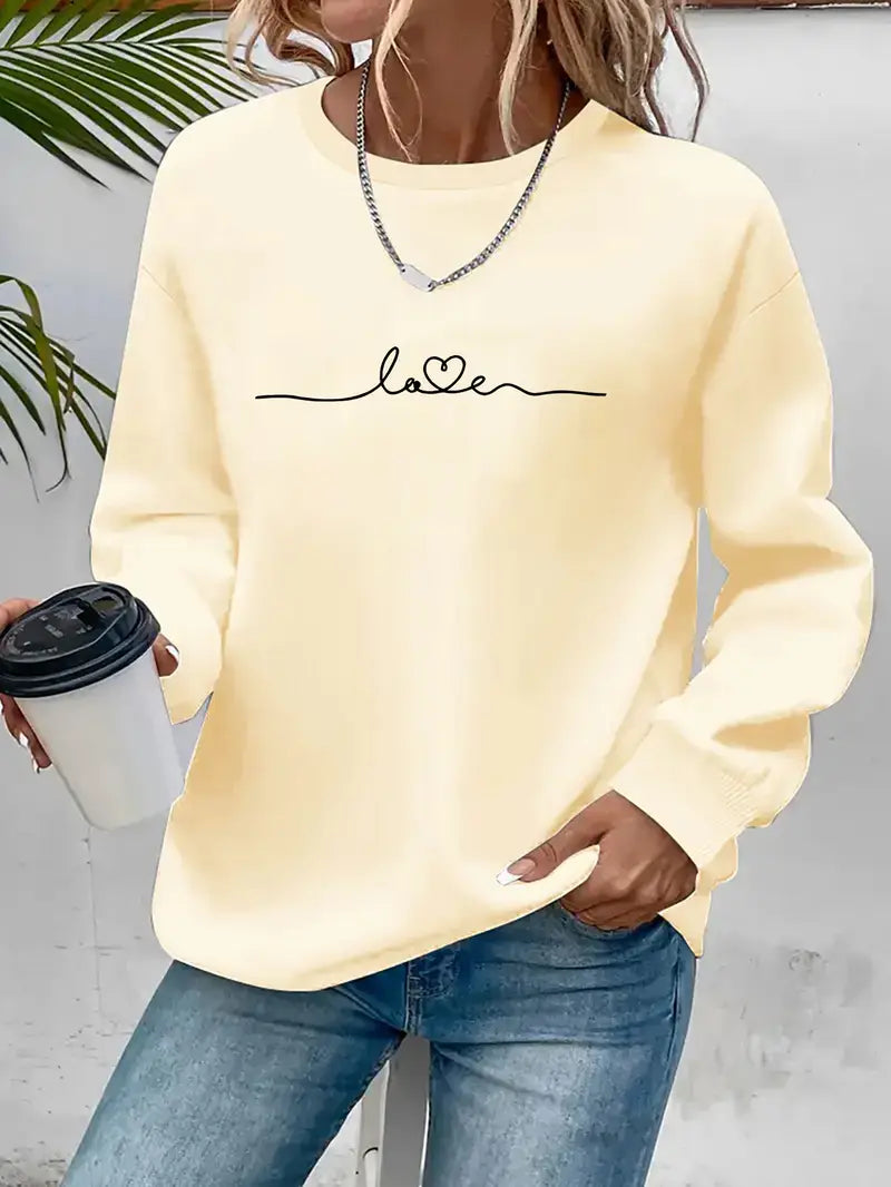 Casual Liefdesprint Sweatshirt | Samen tegen Borstkanker