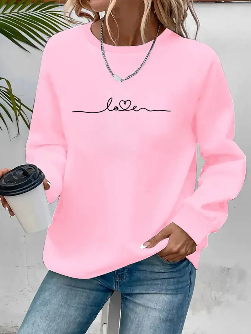 Casual Liefdesprint Sweatshirt | Samen tegen Borstkanker